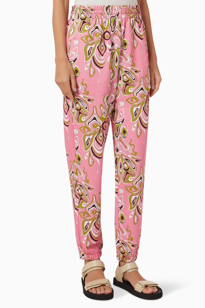 

Africana Print Sweatpants in Sustainable Cotton Fleece, Pink