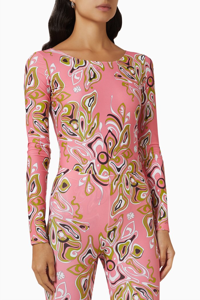 

African Print Bodysuit in Sustainable Fabric, Pink