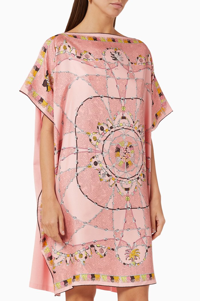 

Africana Print Dress in Sustainable Cotton Jersey, Pink