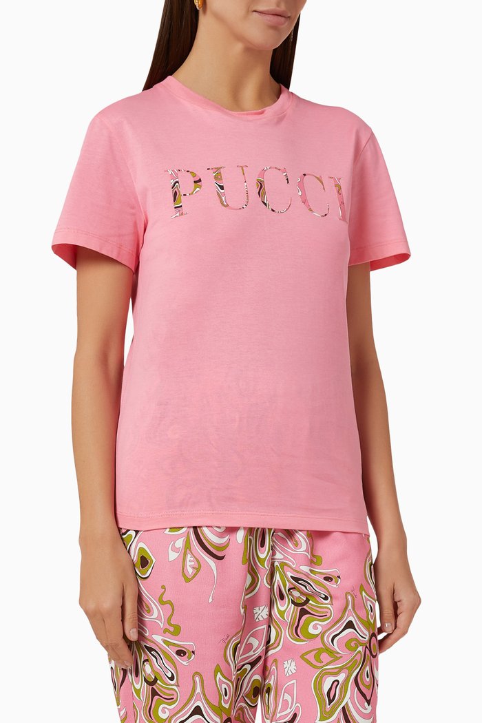 

Africana Print Logo T-shirt in Sustainable Cotton Jersey, Pink