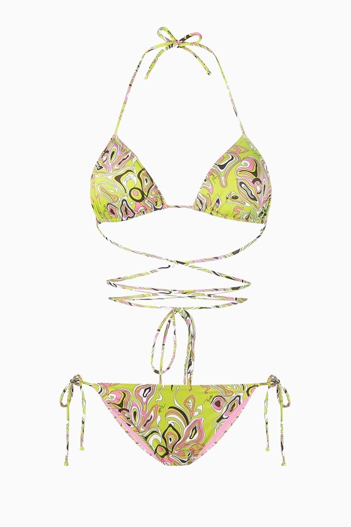 

Africana Print Bikini Set, Green