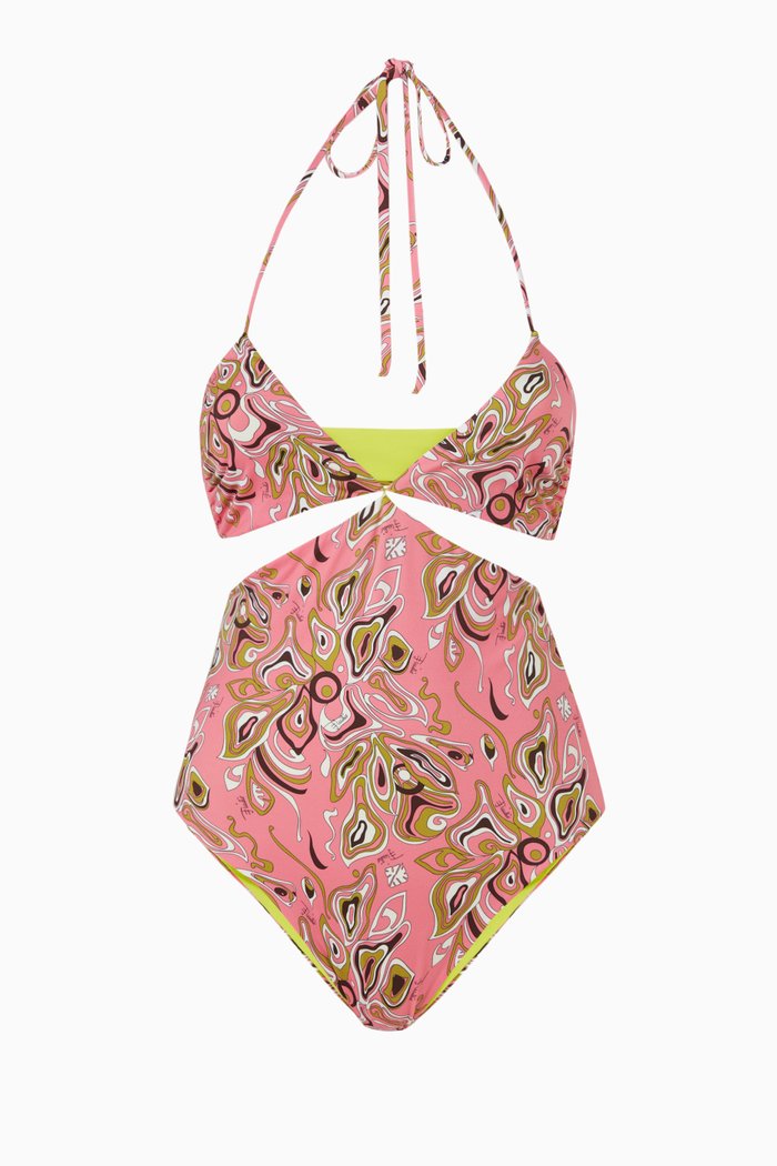 

African Print One-Piece Swimsuit in Sustainable Lycra, Pink