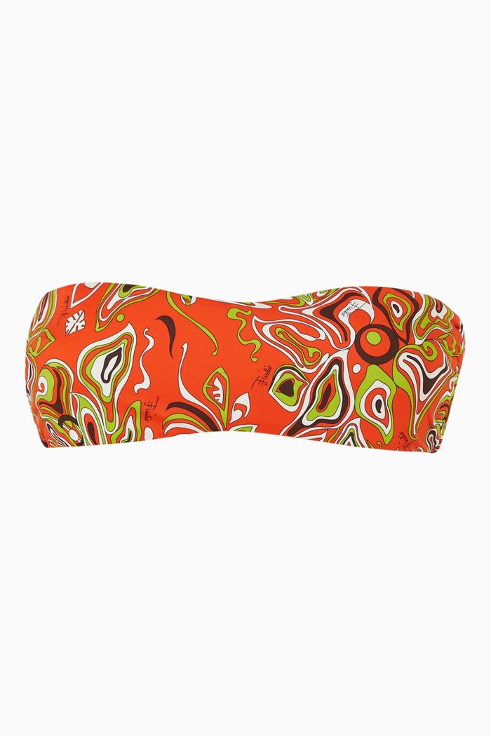 

Africana Print Bandeau Bikini Top, Orange
