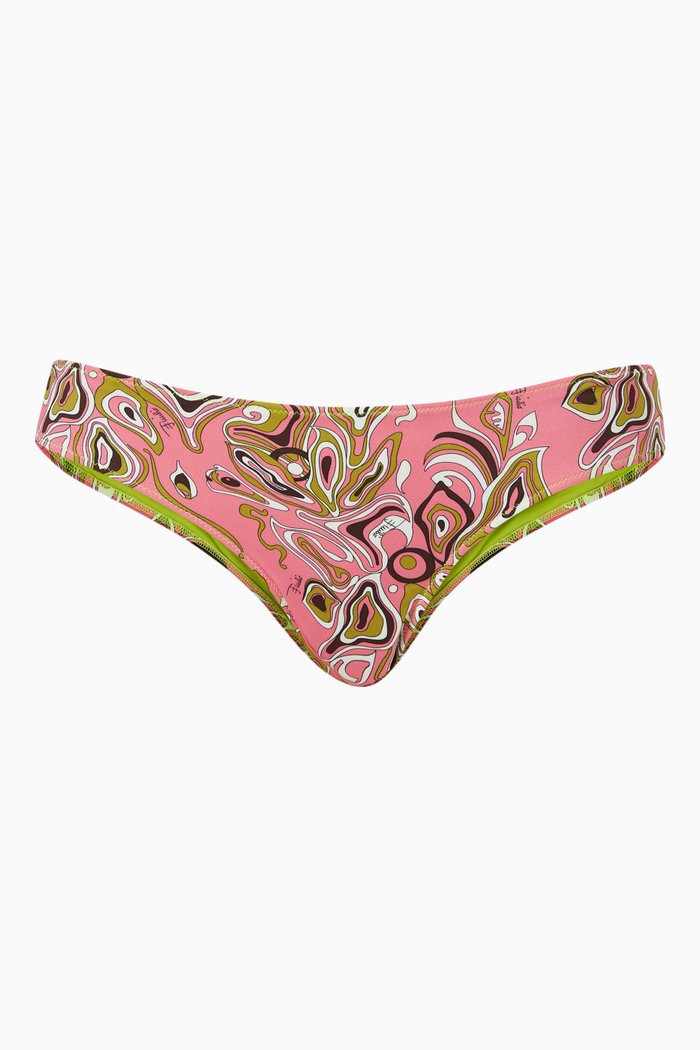 

Africana Print Bikini Bottom in Sustainable Lycra, Pink