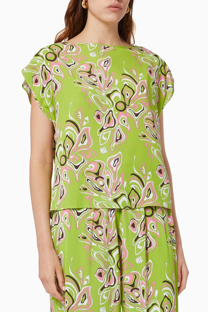 

Africana Print Top, Green