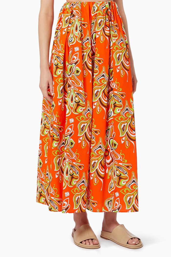 

Africana Print Maxi Skirt, Orange