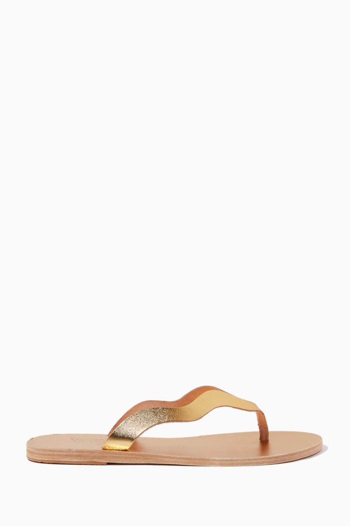 

Laconia Flip Flop Flats in Metallic Leather, Gold