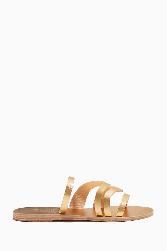Caryae Sandals in Metallic Leather, Gold