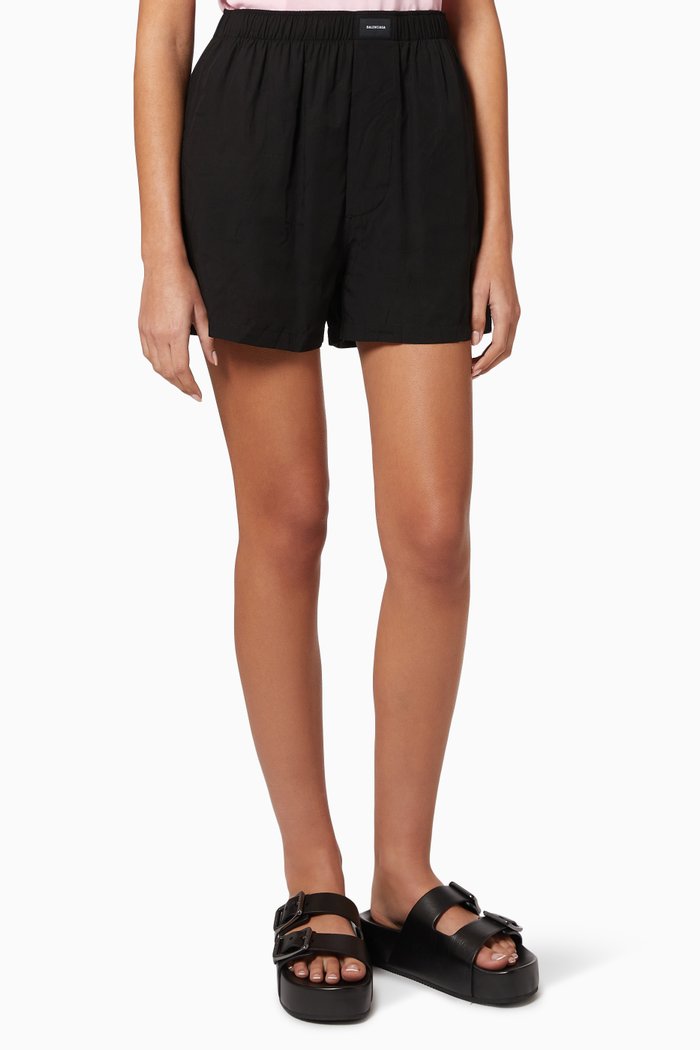 

Logo Patch Shorts in Lyocell, Black