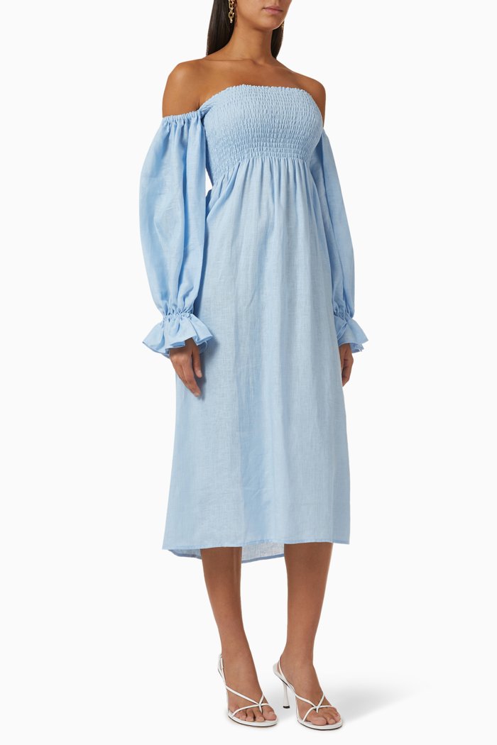 

Atlanta Dress in Linen, Blue