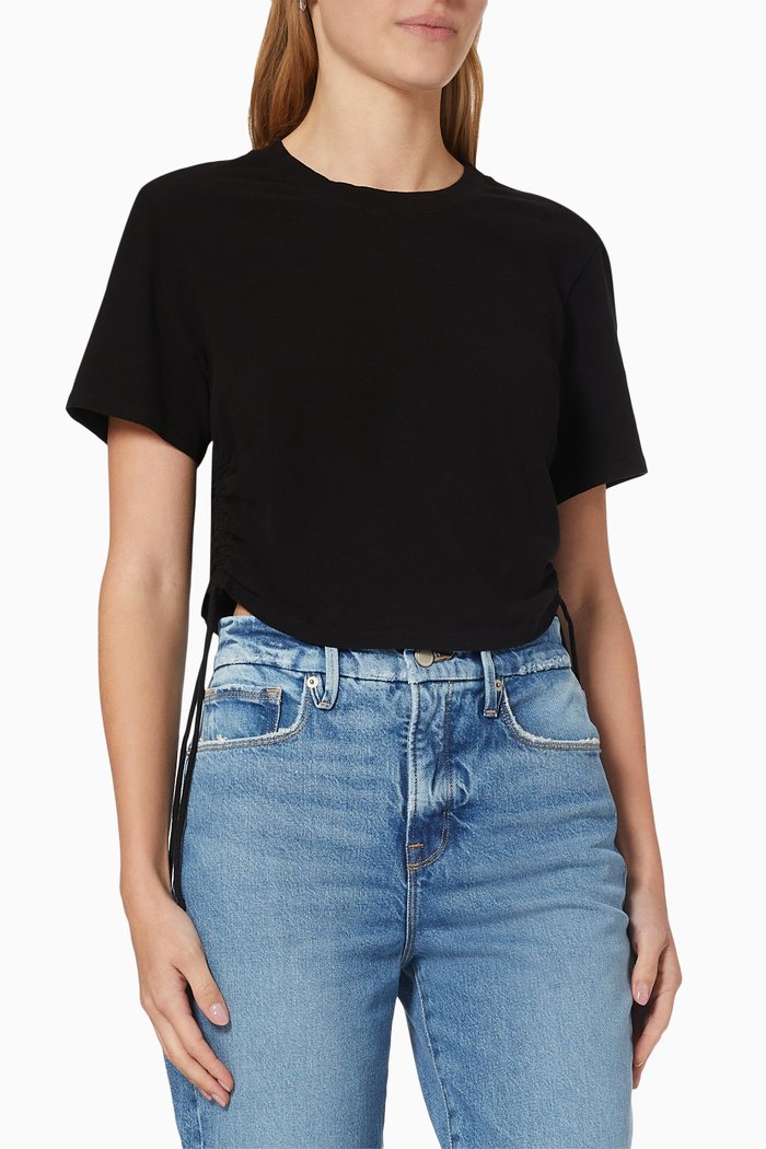 

Cinched T-shirt in Sueded Jersey, Black
