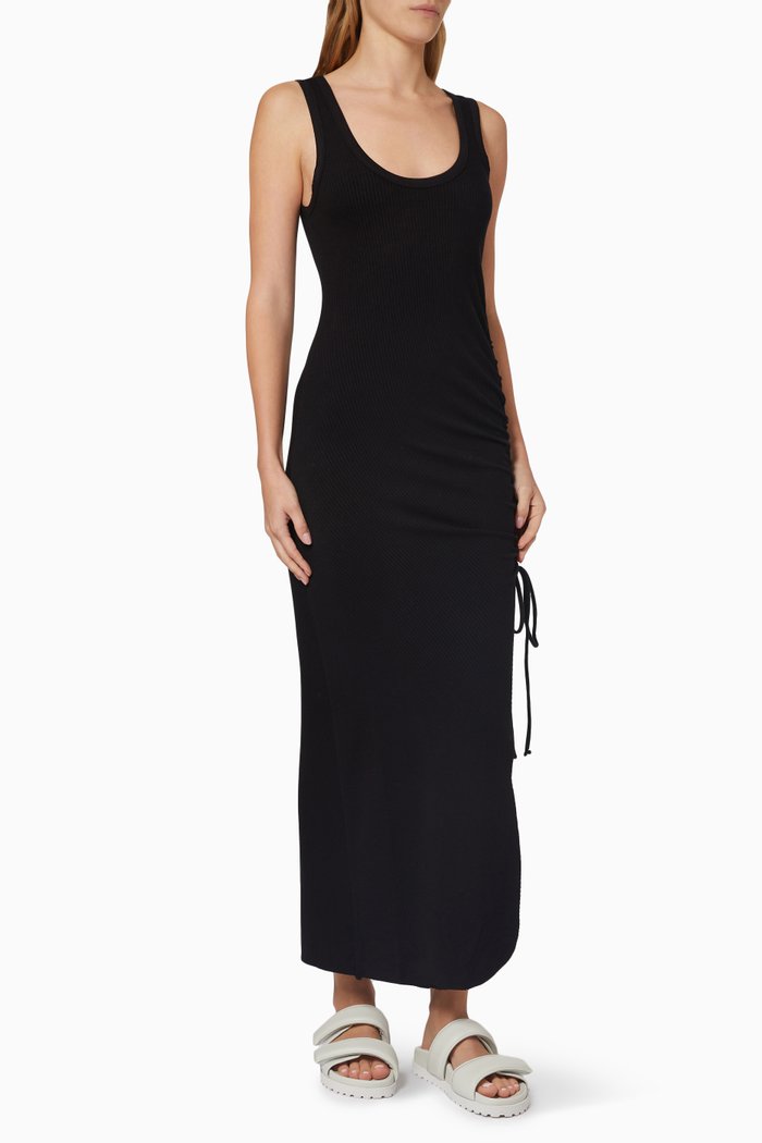 

Cinched T-shirt Dress in Alloy Rib, Black