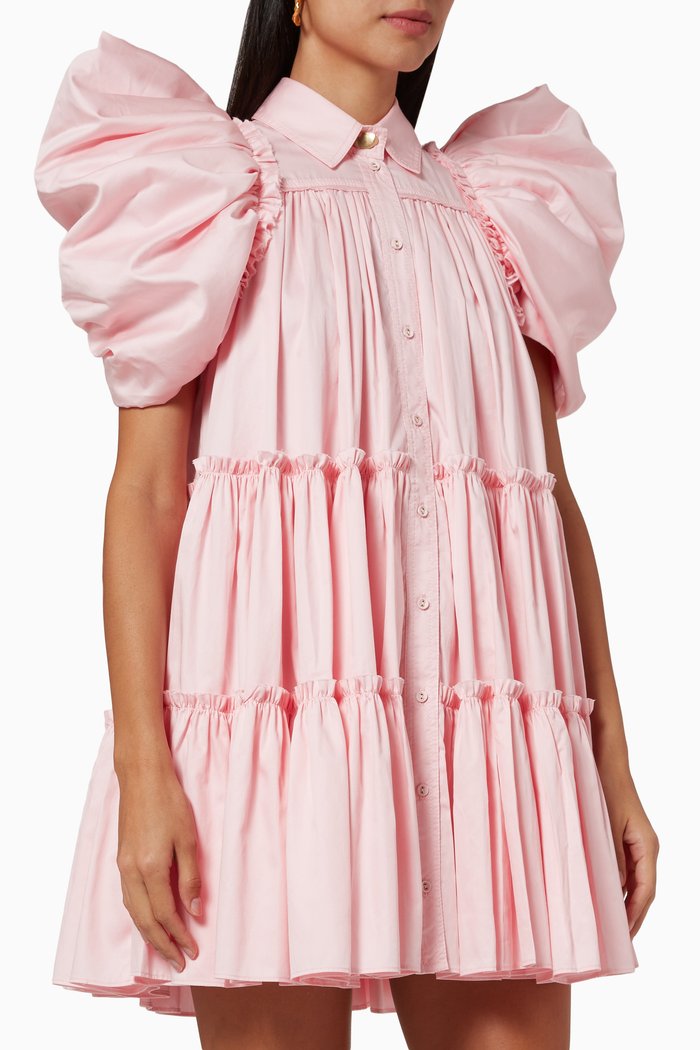 

Swift Butterfly Sleeve Smock Dress in Cotton Poplin, Pink