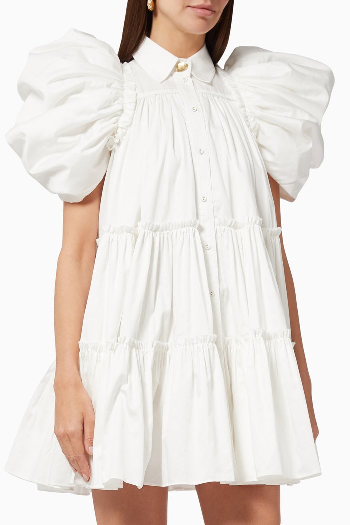 

Swift Butterfly Sleeve Smock Dress, White