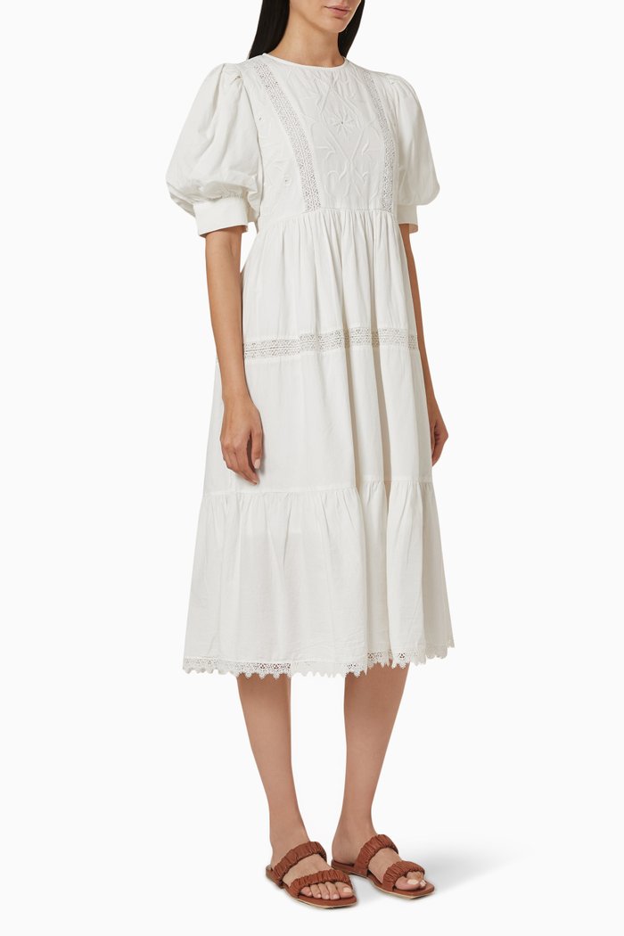 

Yasvibsa Midi Dress in Organic Cotton, White