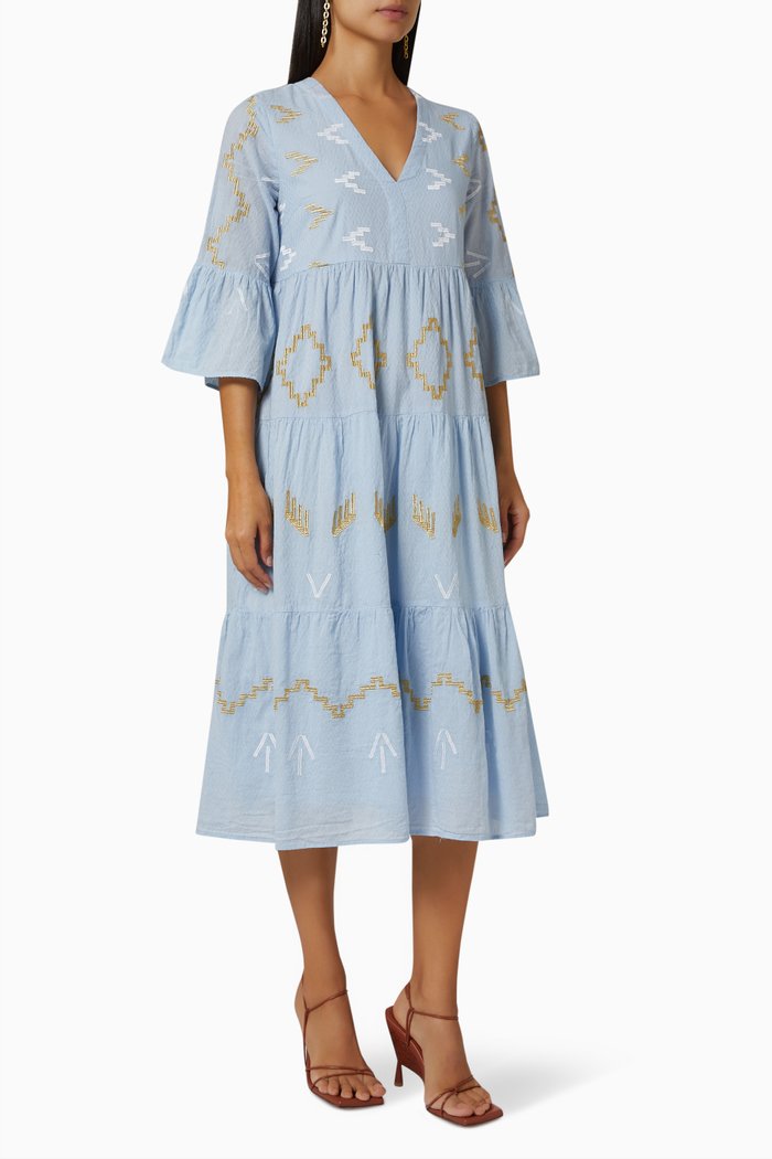 

Yasathena Dress in Organic Cotton, Blue