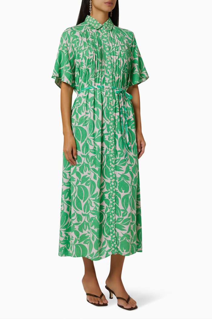 

Yaslefira Shirt Dress in Viscose, Green