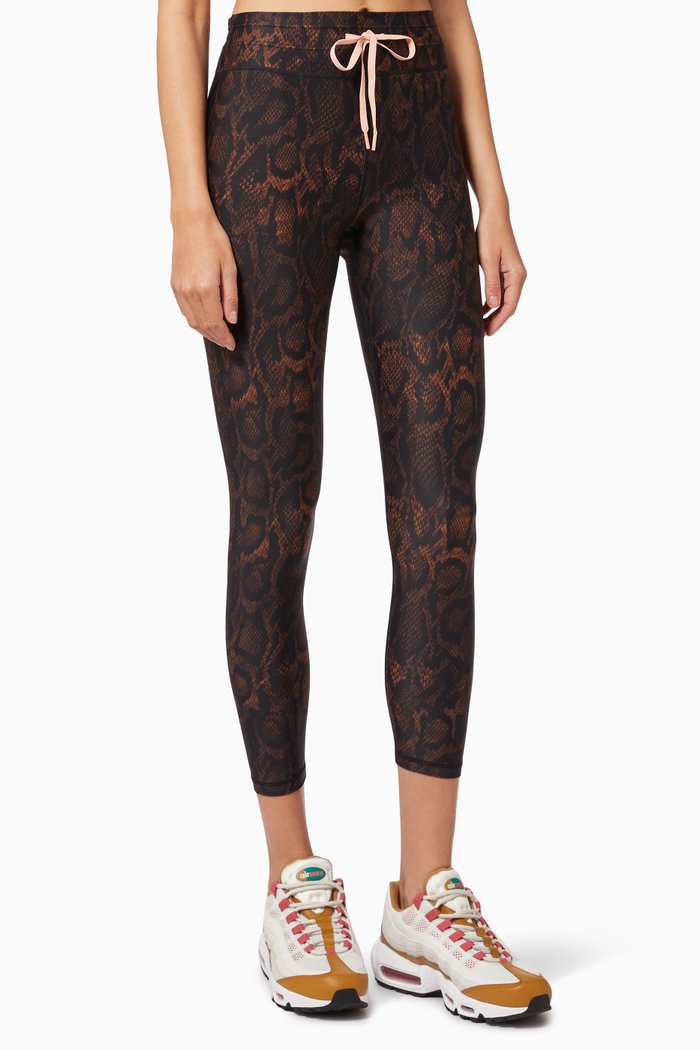 Python Midi Pants in Stretch Nylon, Brown