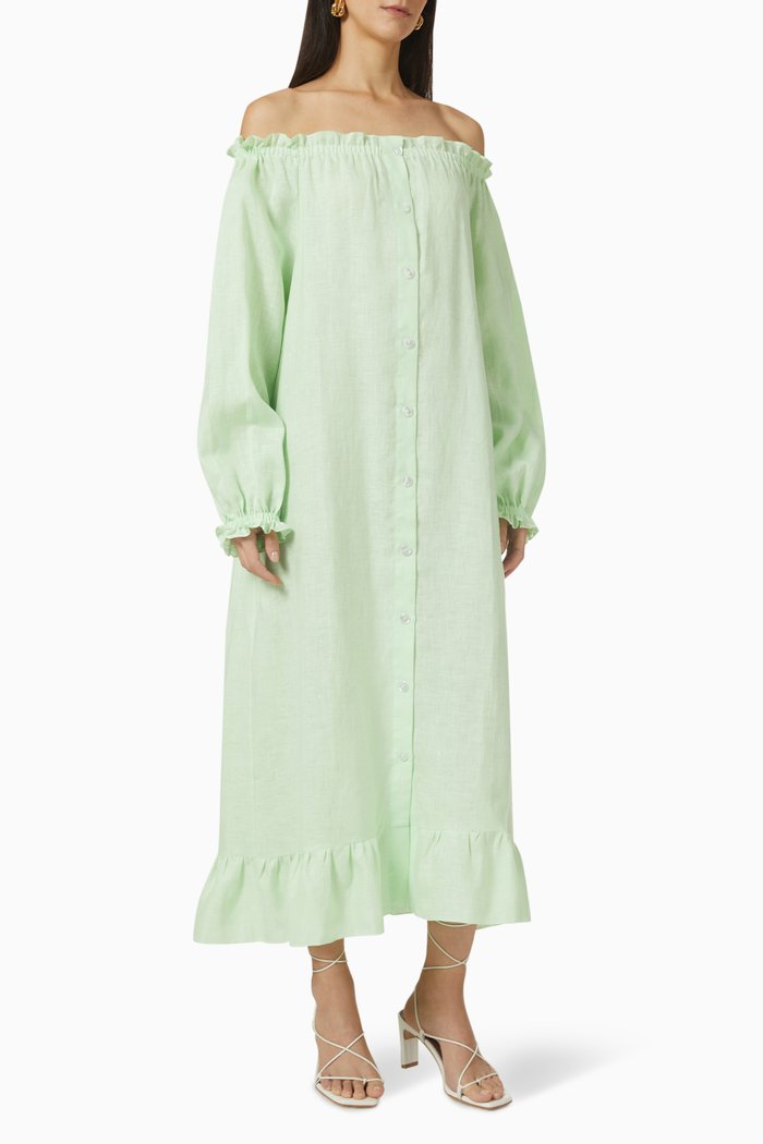 

Loungewear Dress in Linen, Green