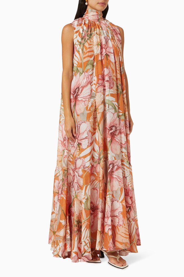 

Iris Maxi Dress in Silk, Multicolour
