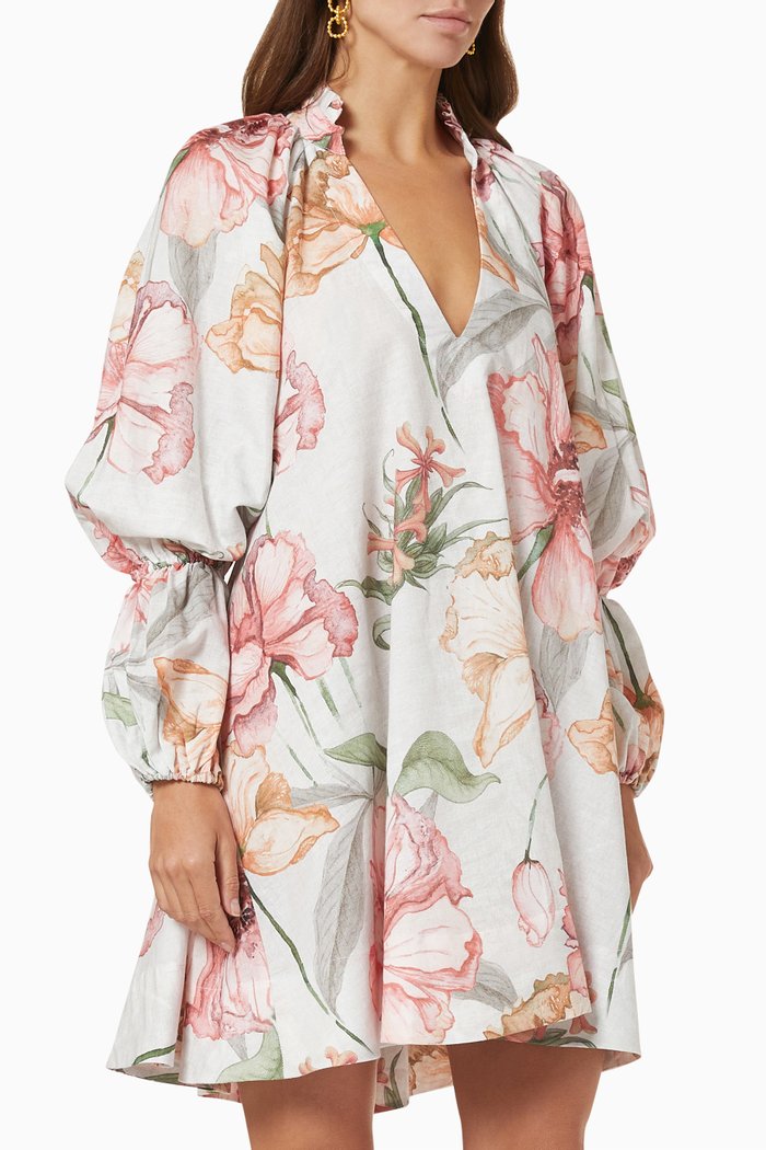 

Jasmine Dress in Linen, Multicolour