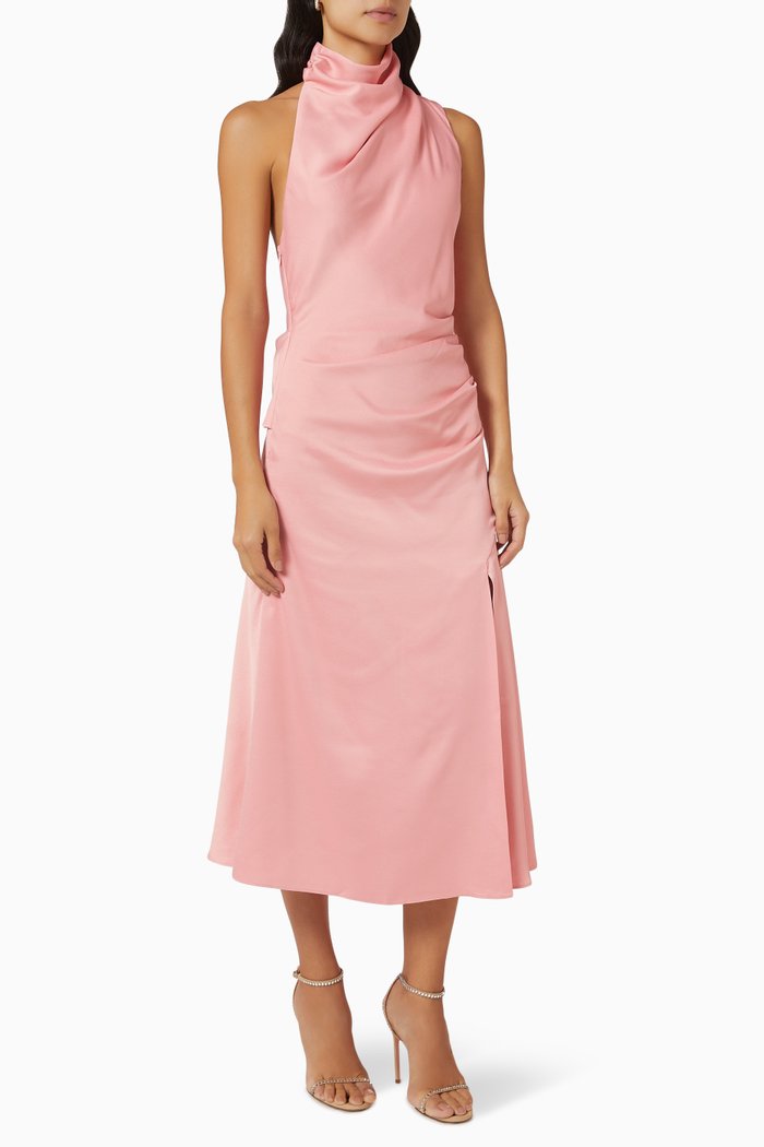 

Robbia Midi Dress in Satin, Pink