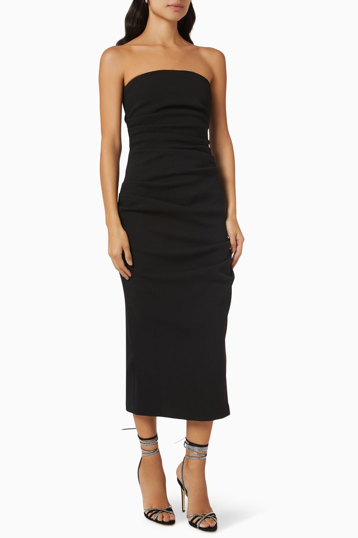 

Calandra Midi Dress in Bonded Crepe, Black