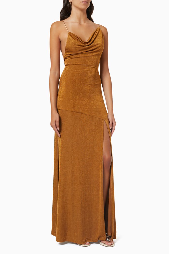 

Celestine Maxi Dress in Jersey, Brown