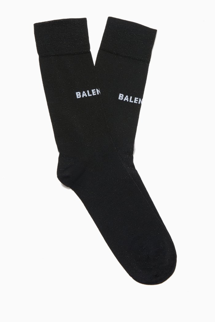 

Logo Tennis Socks in Lurex Knit, Black