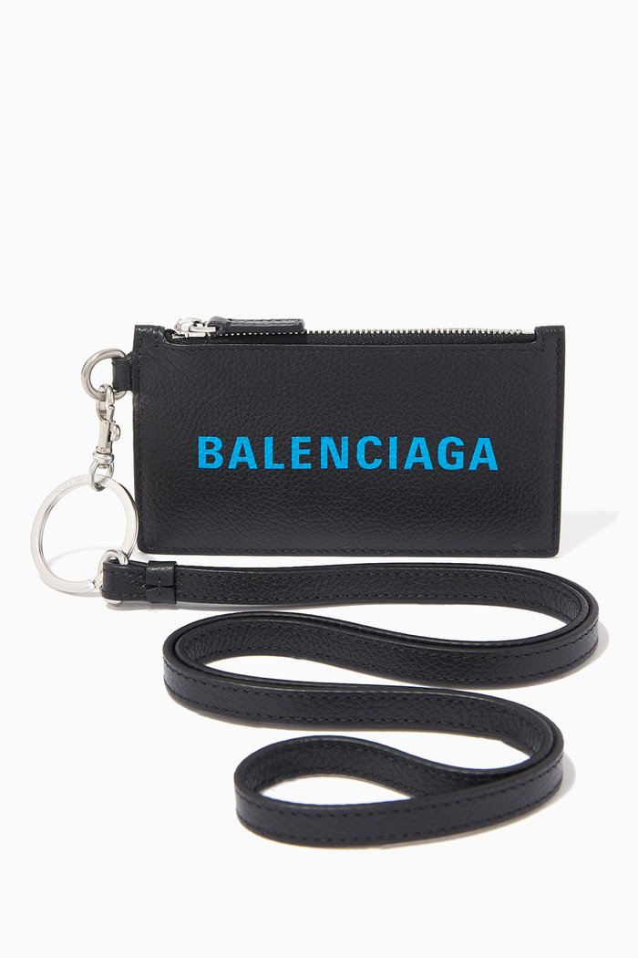 

Cash Card Case on Keyring in Small Grained Calfskin, Black