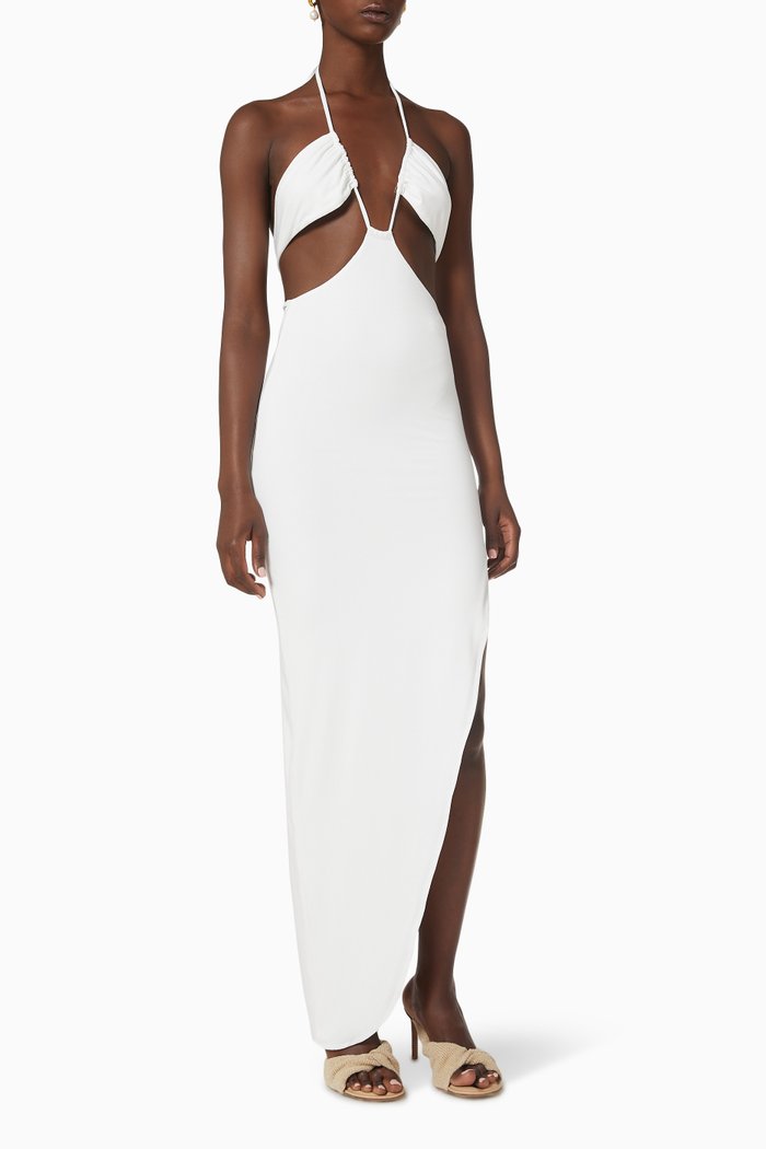

Gia Halter Maxi Dress in Viscose Bamboo Jersey, White