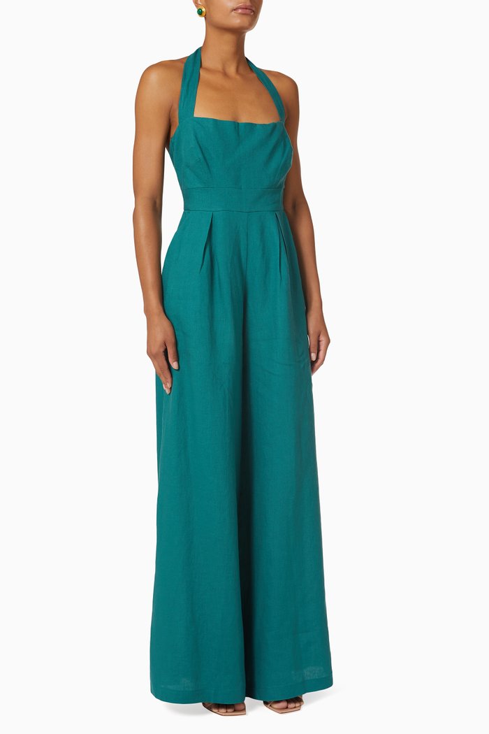 Freya Jumpsuit in Linen, Green