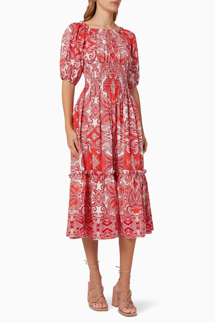 

Mimi Dress in Cotton Poplin, Red