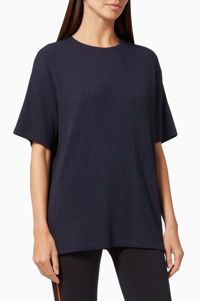 Jolie Pippa T-shirt in Ribbed Knit, Blue