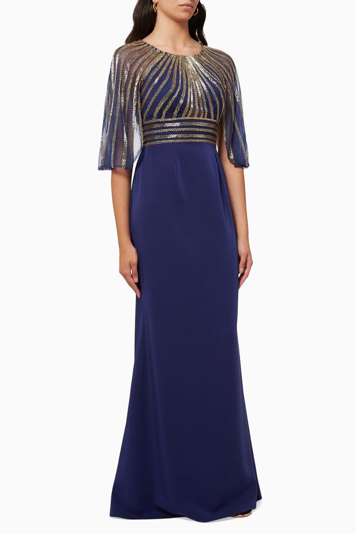 

Bead Embellished Gown, Blue
