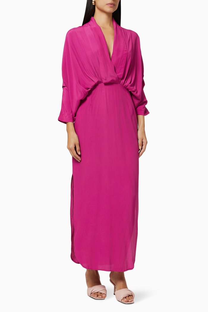 Plunge Dress in Sustainable Rayon, Purple