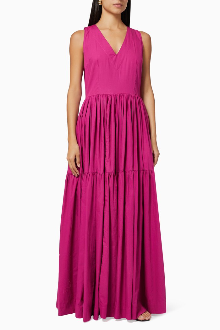 

V-Neck Tiered Maxi Dress, Purple