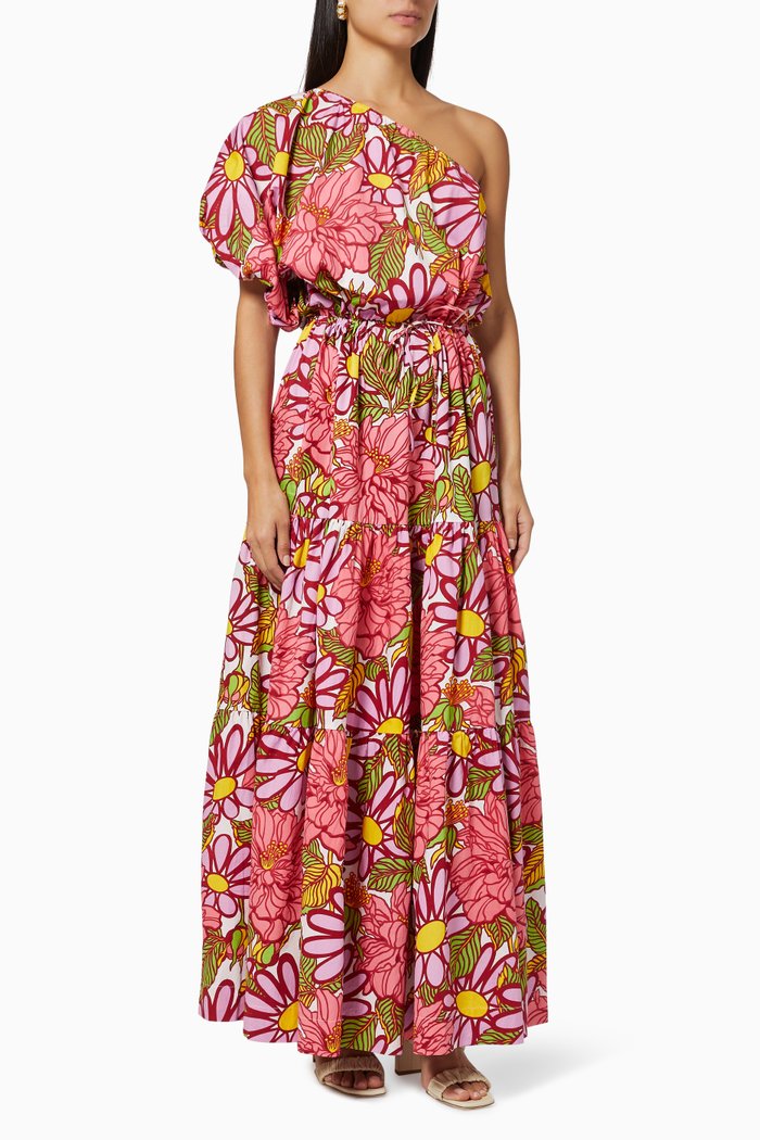 

One-Shoulder Maxi Dress, Pink