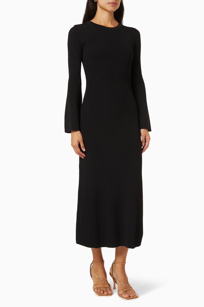 

The Sandstorm Dress in Ribbed Viscose Blend Knit, Black