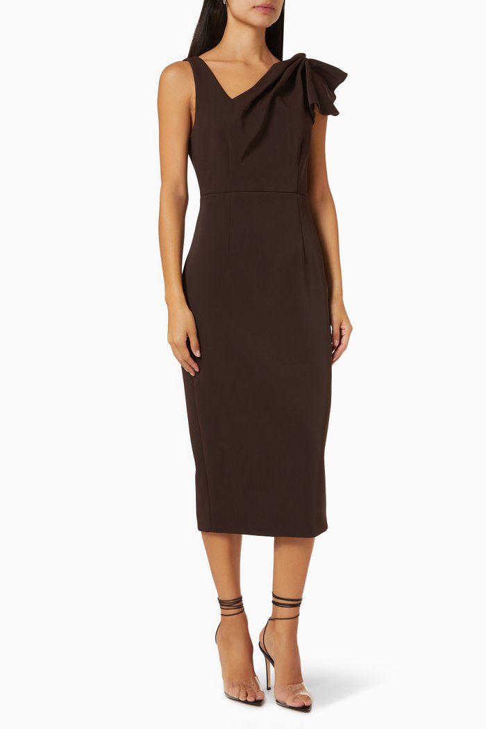 

Splendour Midi Dress in Woven Fabric, Brown