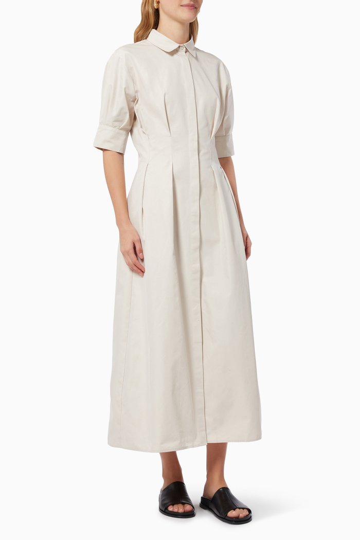 The Time Off Shirtdress in Cotton Blend, Neutral