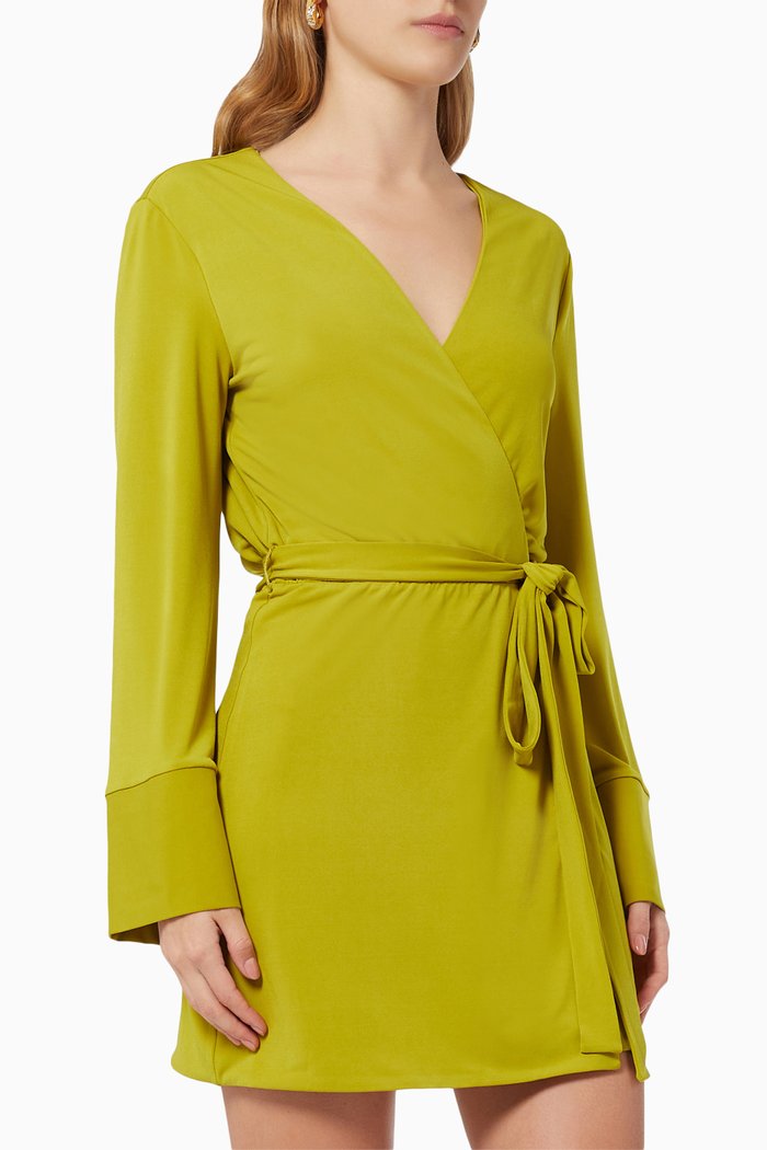 

The Cove Mini Wrap Dress in Stretch Jersey, Green