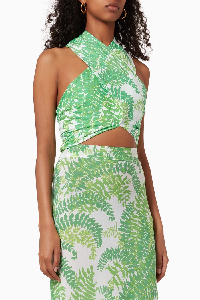 

Crossover Halter top in Sustainable Cotton, Green