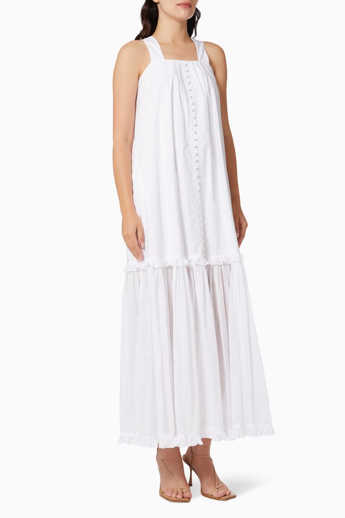 

Adrianna Maxi Dress in Organic Cotton Poplin, White