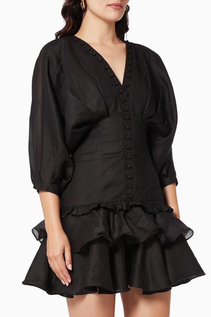 

Elizabeth Dress in Linen Ramie, Black