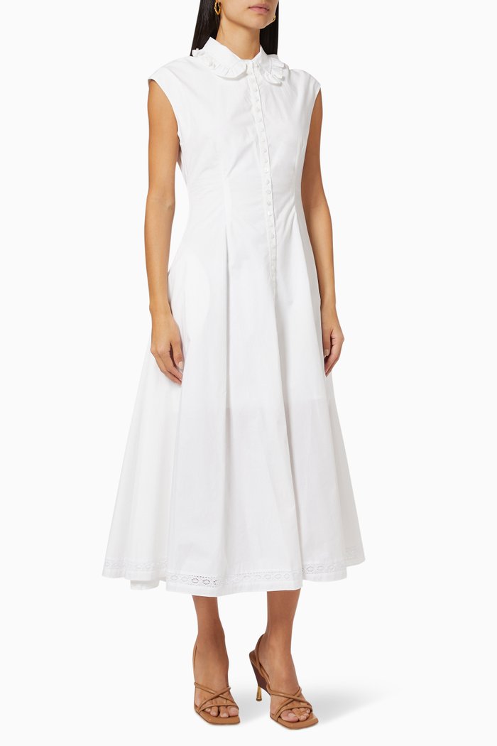 

Samantha Midi Dress in Organic Cotton Poplin, White