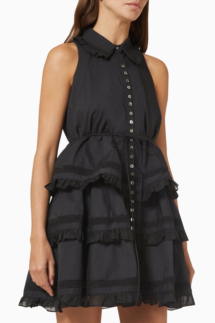

Celia Trapeze Shirt Dress in Organic Cotton, Black