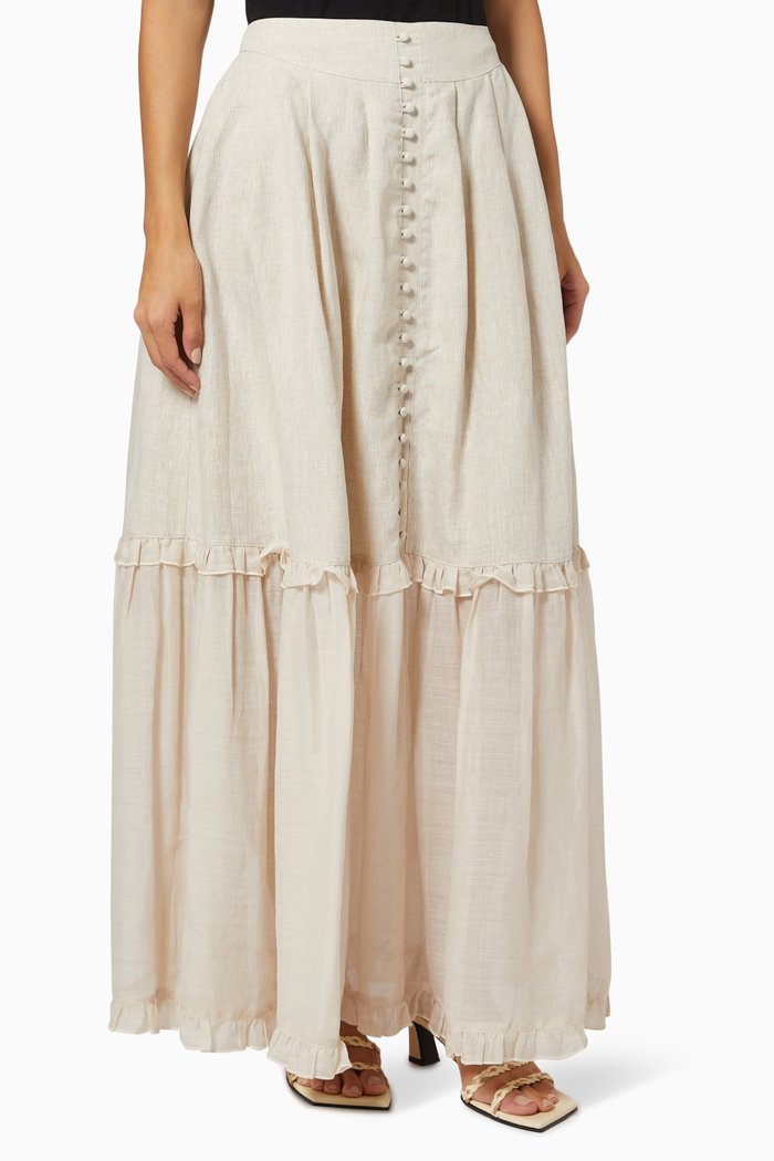 

Miranda Maxi Skirt in Linen, Neutral