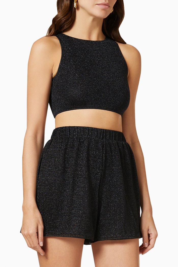 

Lumiere Crop Top in Stretch Lurex, Black