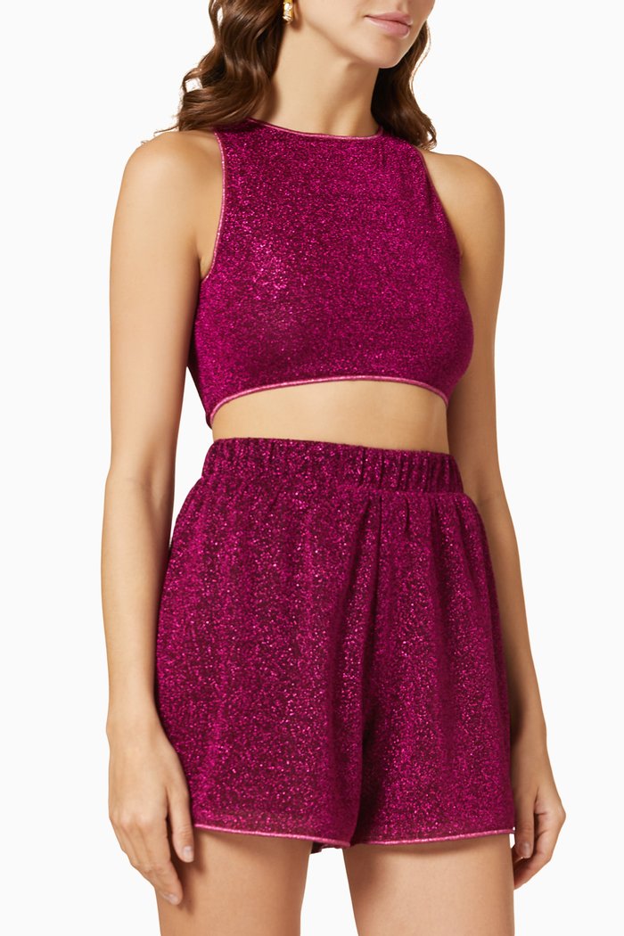 

Lumiere Crop Top in Stretch Lurex, Pink